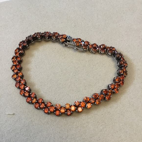 Sterling Silver Red Crystal Tennis Bracelet - Picture 1 of 9